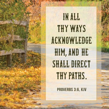 fall trees along winding path with old wooden fence Proverbs 3:6 kjv